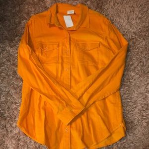 Orange button down